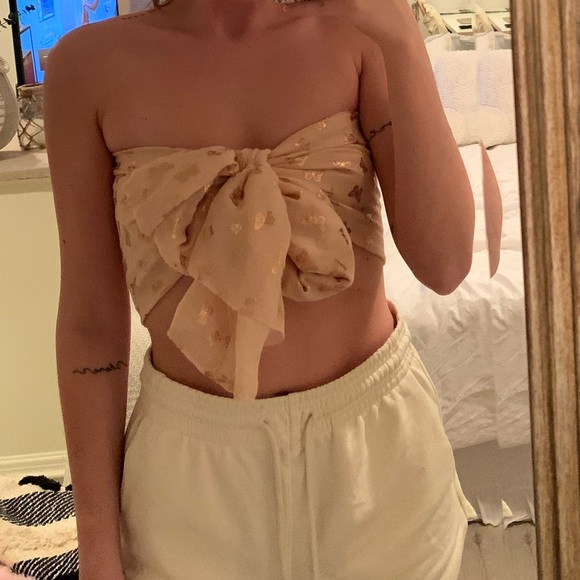 Light Pink Butterfly Scarf Top - Picture 3 of 6